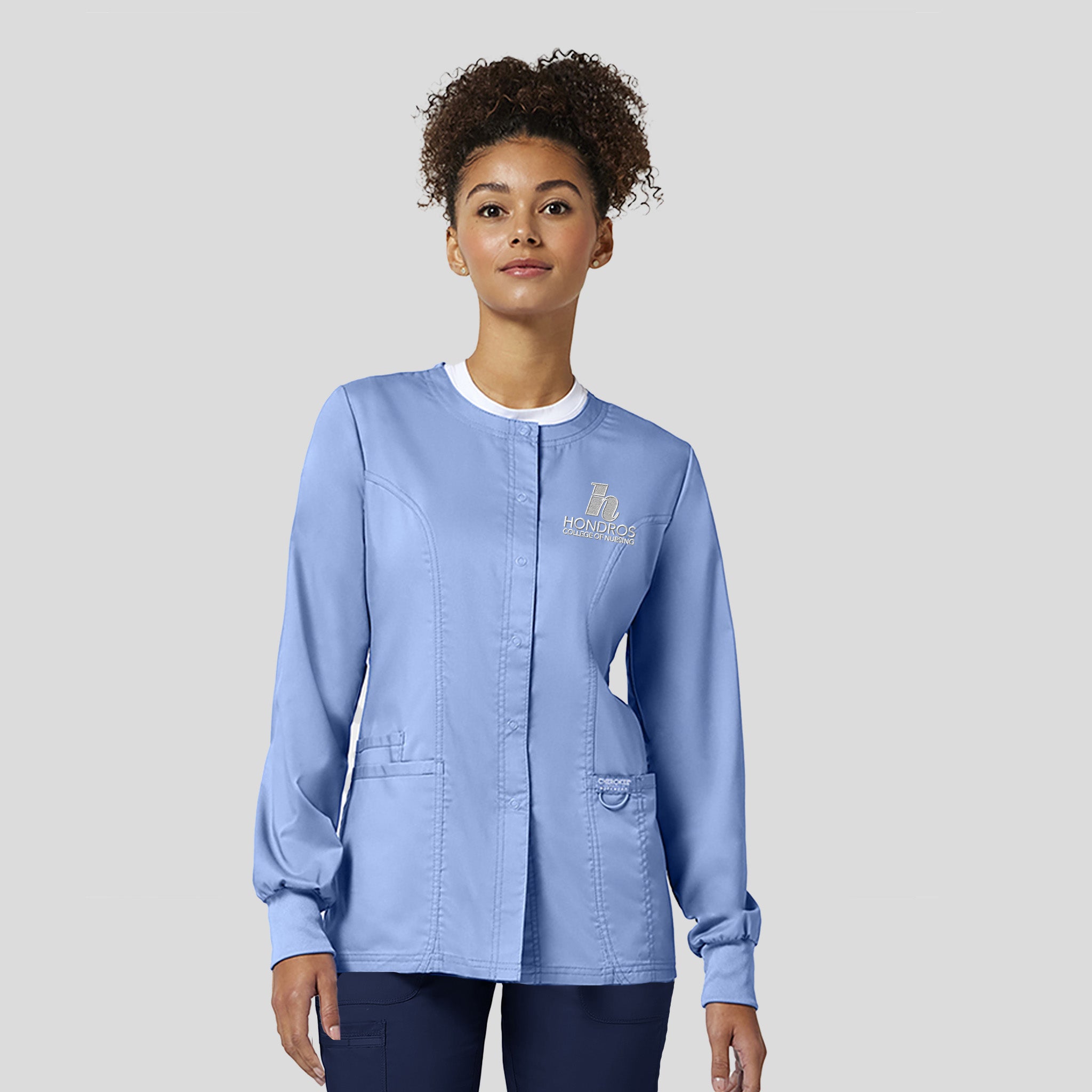 Hondros Women's Snap Front Solid Scrub Jacket | Ciel