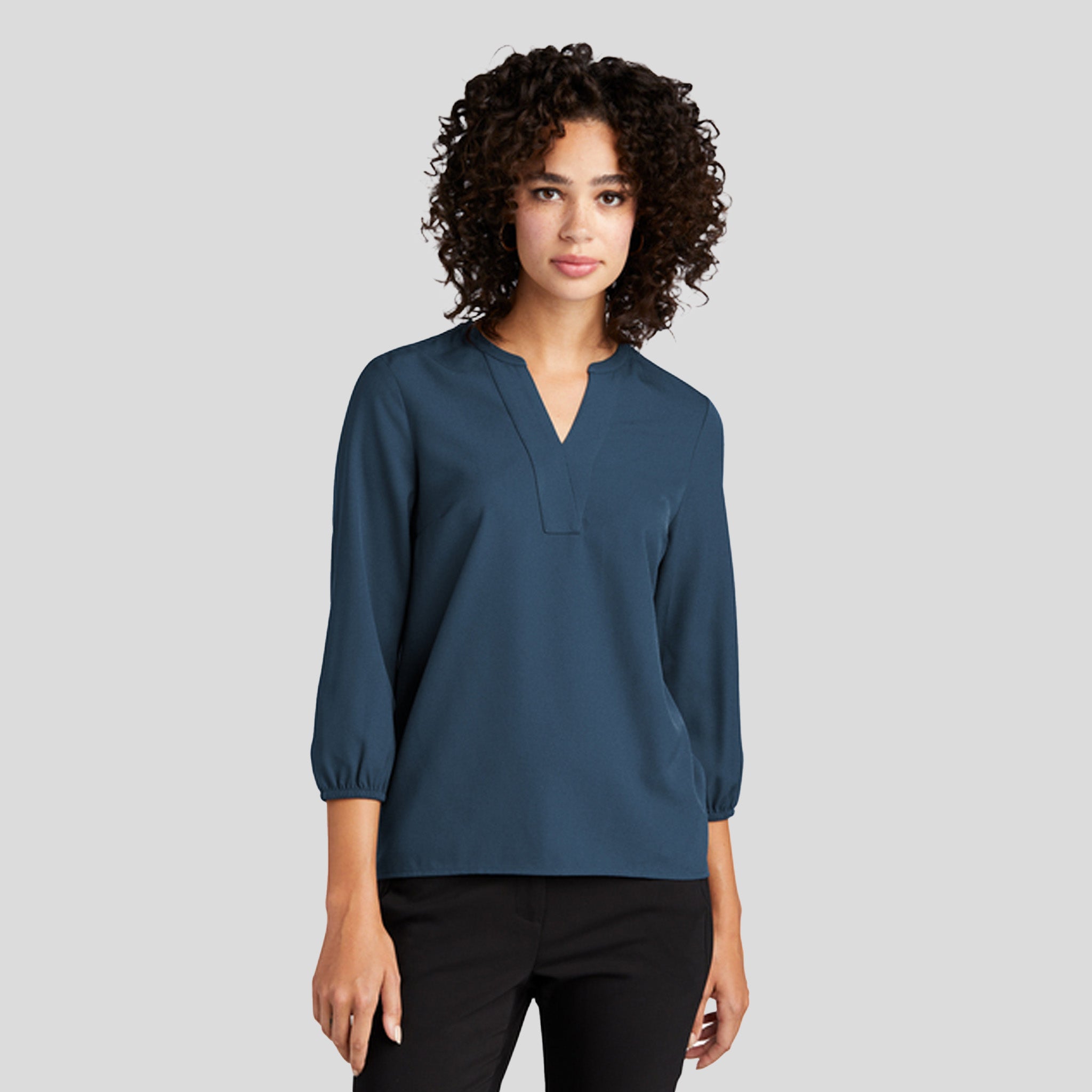 Women's Stretch Crepe 3/4-Sleeve Blouse | Insignia Blue