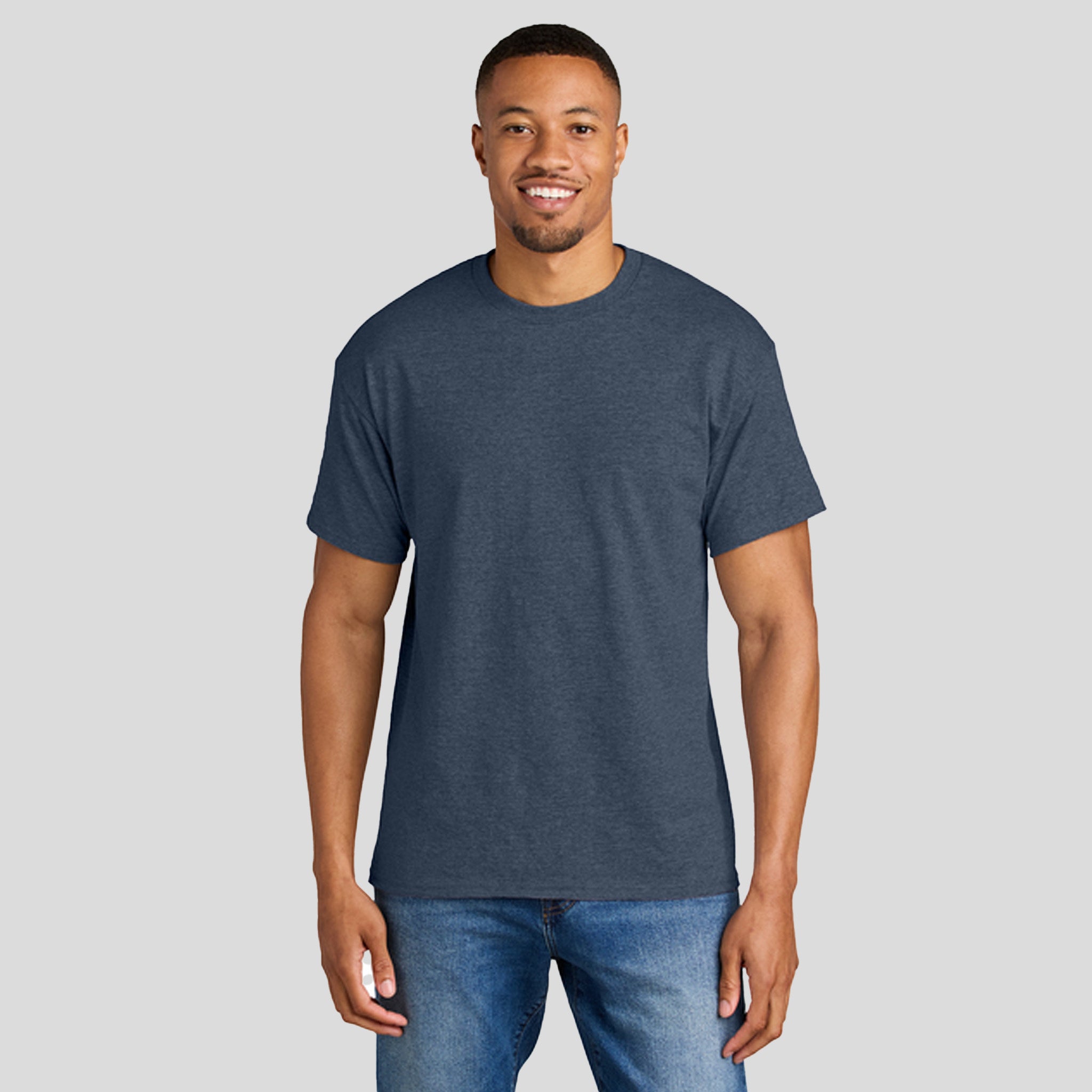 Gildanยฎ DryBlendยฎ 50 Cotton/50 Poly T-Shirt | Heather Dark Navy