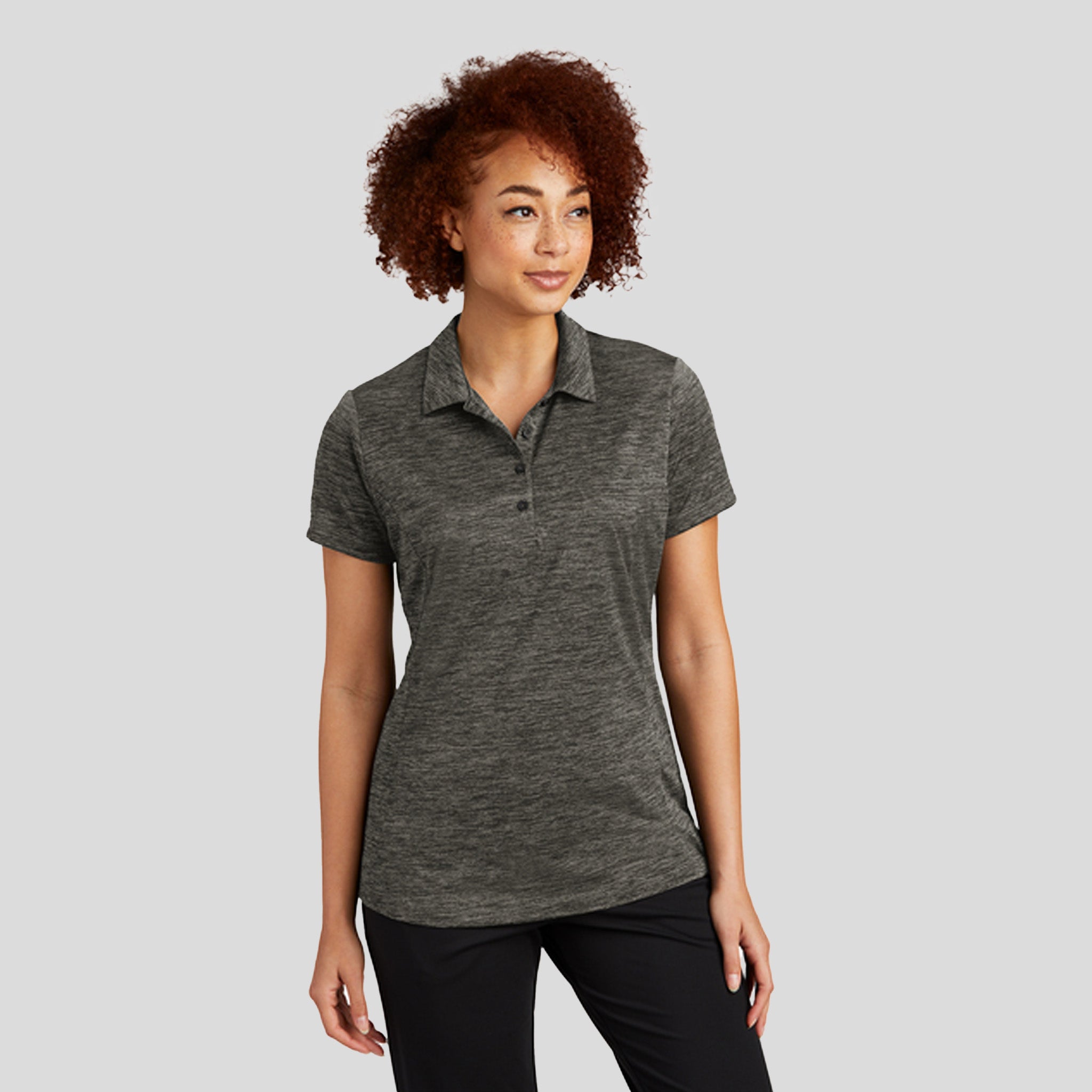 Women's PosiChargeยฎ Electric Heather Polo | Grey-Black Electric