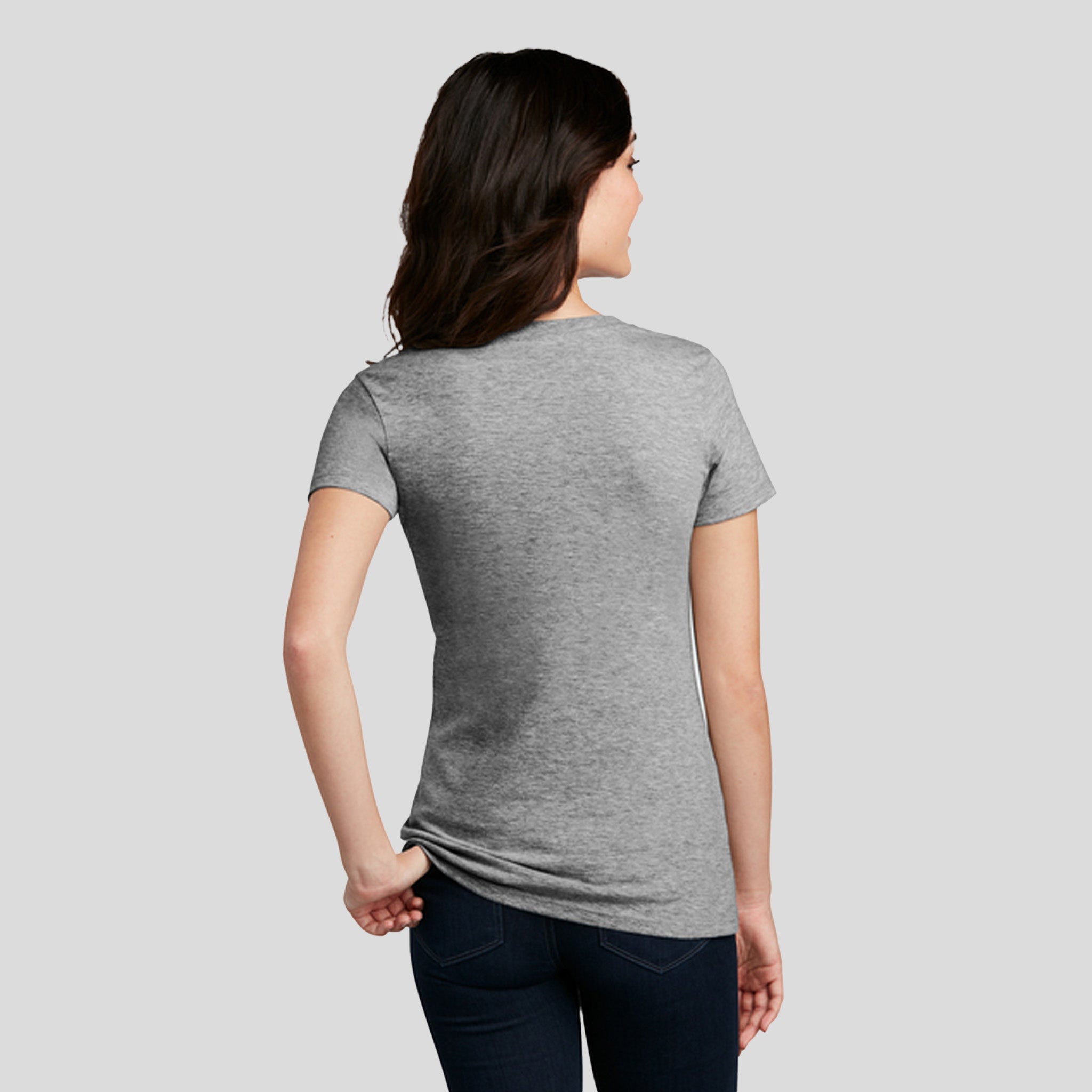 Womenโs Perfect Blendยฎ CVC V-Neck Tee | Grey Frost