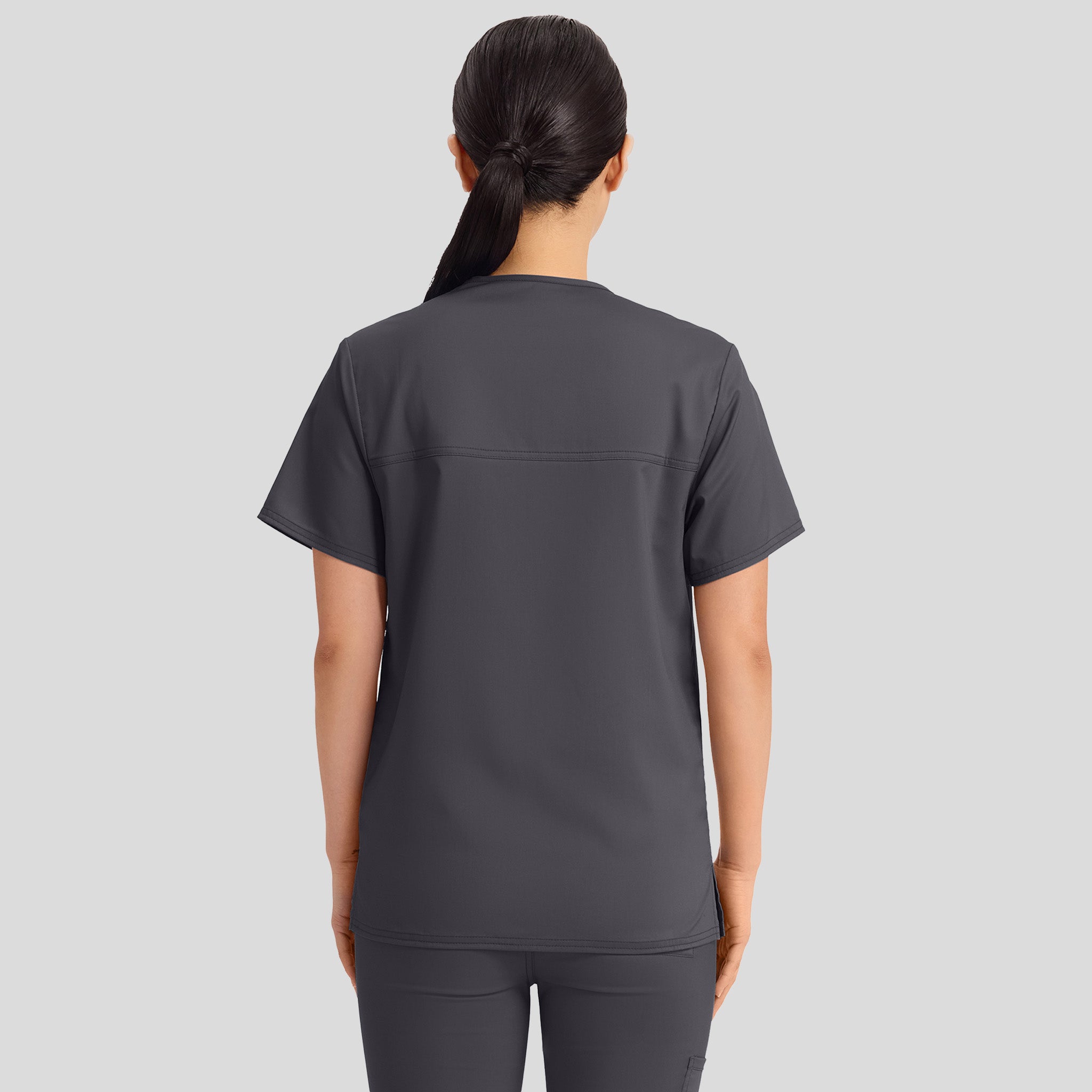 Unisex Tuck-In V-Neck Scrub Top | Pewter